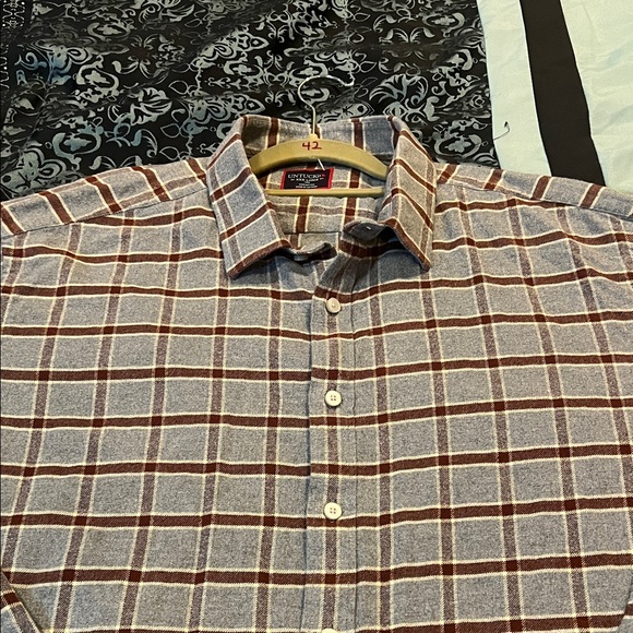 UNTUCKIT Men's Plaid Shirt - Brown and White - Picture 4 of 8